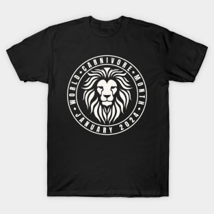 World Carnivore Month January 2024 with Lion Icon T-Shirt